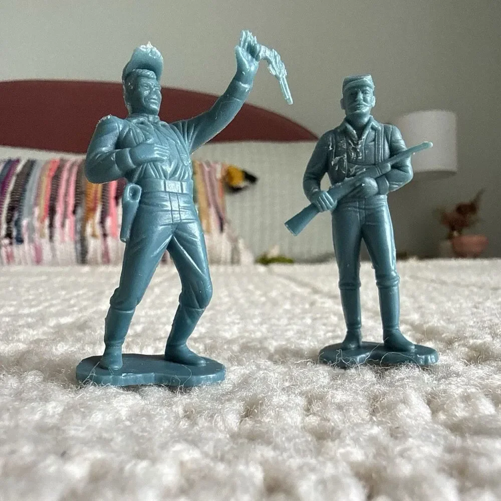 Vintage Marx 1967 Blue Toy Soldiers Figures (Set Of Two) Union Civil War USA